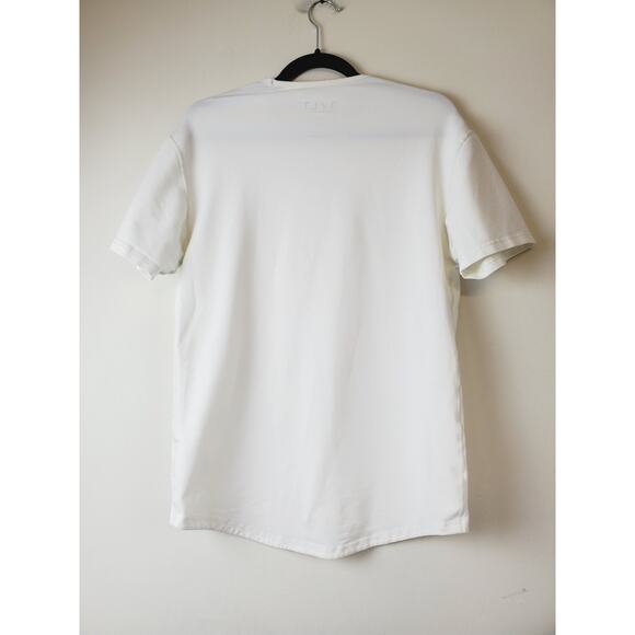 BYLT Shirt Mens Medium Short Sleeve T-shirt Drop Cut Athletic Tee White - Picture 3 of 6